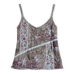 M/L boho Floral Embroidered camisole Top